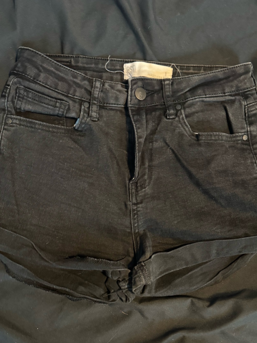 RSQ Black distressed high rise juniors sz 1 Jean Shorts